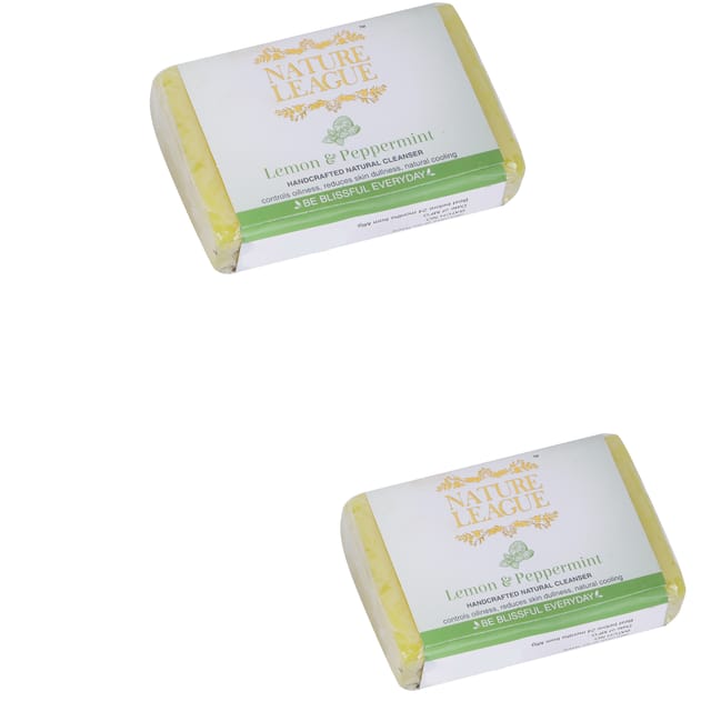 Nature League Lemon and Peppermint Handcrafted Natural Soap 100 gm (Pack of 2)