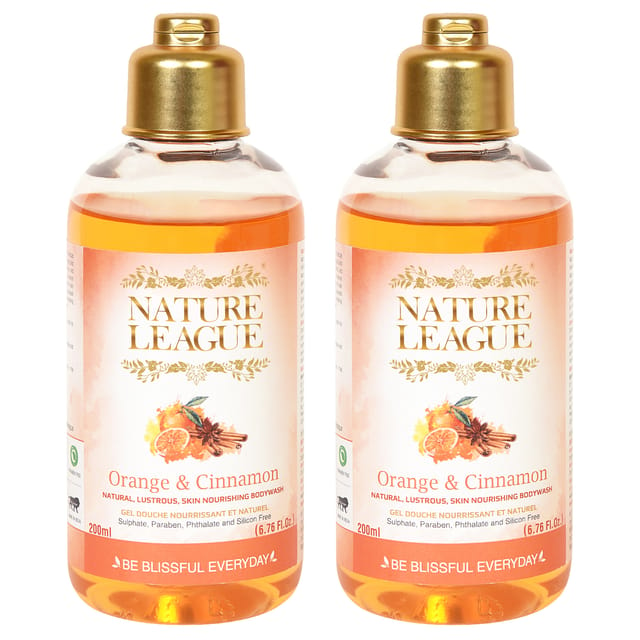Nature League Orange and Cinnamon Body wash 200 ml (Pack of 2)