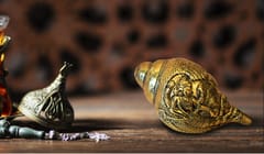 Brass Sound Shankh Conch ,Vishnu Carved Shankh