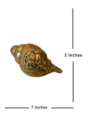 Brass Sound Shankh Conch ,Vishnu Carved Shankh