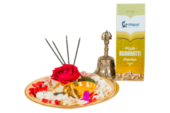 Mayur Puja Agarbatti (Sandalwood) (PO4) and Panchgavya Diya with Pure Cowmilk Ghee (1box - 9pieces)