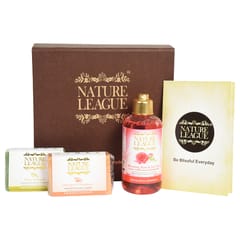 Nature League Gift Box | Finest Natural Product | Blooming Rose and Tea Tree - Natural Bodywash – 200 ml + Olive & Basil & Orange & Cinnamon - Natural Handmade Soap – 100 gms each