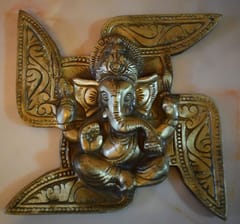 Brass Wall Hanging Swastic Ganesha (7")