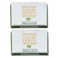 Neem & Vetiver , Natural Handmade Soap | With Neem Oil & Vetiver Essential Oil | Goat Milk | Shea Butter | Vitamin-E | Sulphate, Paraben, Phthalate & Silicone Free | 100 gms (Pack of 2)