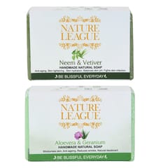 Neem & Vetiver And Aloevera & Geranium , Natural Handmade Goatmilk Soap 100 gms each (Pack of 2)