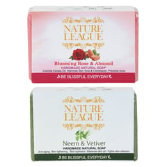 Neem & Vetiver And Blooming Rose & Almond, Natural Handmade Goatmilk Soap 100 gms each (Pack of 2)