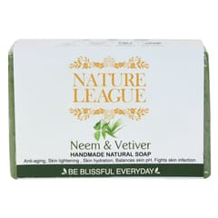 Neem & Vetiver , Natural Handmade Soap | With Neem Oil & Vetiver Essential Oil | Goat Milk | Shea Butter | Vitamin-E | Sulphate, Paraben, Phthalate & Silicone Free | 100 gms (Pack of 2)