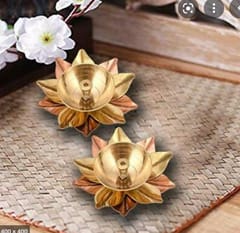 Brass Colorful Diya (Set of 2)