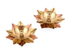 Brass Colorful Diya (Set of 2)