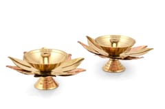 Brass Colorful Diya (Set of 2)