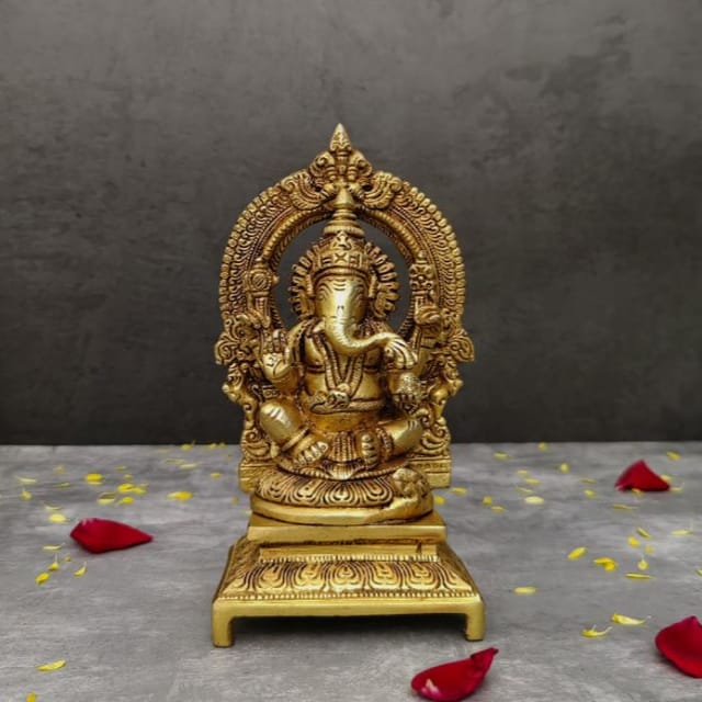 Brass Ganesh Idol (7" height)