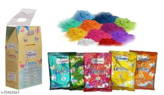 Silk Amora Herbal Gulal Box with 5 Pouches (100 gms each) + Holi Baloons 50 pcs