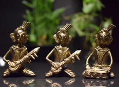 Brass Dhokra Tribal Musician 3 Pc Set