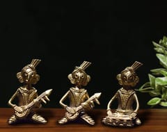 Brass Dhokra Tribal Musician 3 Pc Set