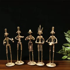 Brass Dhokra Tribal Musician 5 Pc Set (7 inches)