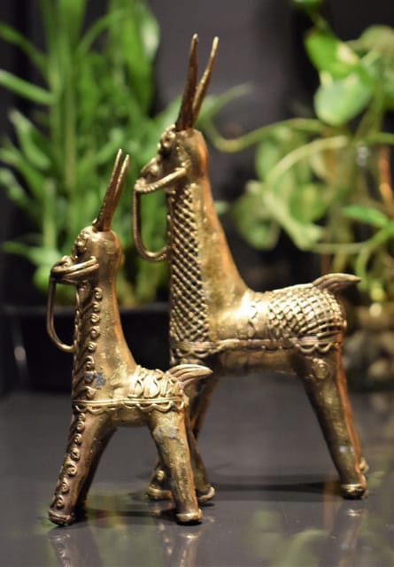 Brass Dokra Horse 2 Pc set (6.5 inches)
