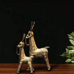 Brass Dokra Horse 2 Pc set (6.5 inches)