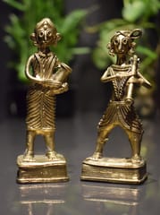 Brass Dokra Farmer Couple (4.5 inches)