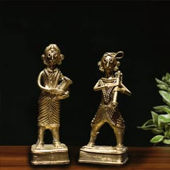 Brass Dokra Farmer Couple (4.5 inches)