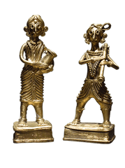 Brass Dokra Farmer Couple (4.5 inches)