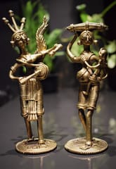 Brass Dhokra Farmer Couple (6.5 inch)