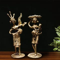 Brass Dhokra Farmer Couple (6.5 inch)