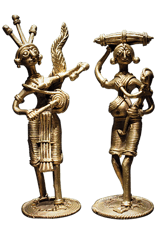 Brass Dhokra Farmer Couple (6.5 inch)