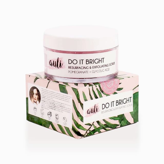 Auli Do It Bright AHA 5% Glycolic Acid and Rice Water Deep Purifying Oil Removing Anti-Ageing Face Scrub for All Skin Types - 50gm