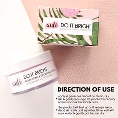 Auli Do It Bright AHA 5% Glycolic Acid and Rice Water Deep Purifying Oil Removing Anti-Ageing Face Scrub for All Skin Types - 50gm