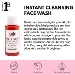 Auli Fruity Fresh Strawberry and Walnet Rich Exfoliating and Deep Cleansing Pore Minimising Face Wash for All Skin Type - 100ml