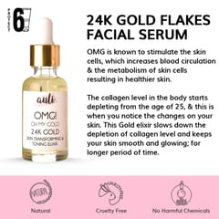 Auli OMG 24K Gold Flakes Anti-Ageing Damage Repair Anti-Pigmentation Pure Rosehip Non-Greasy Non-Sticky Facial Oil for Normal to Dry Skin - 30ML