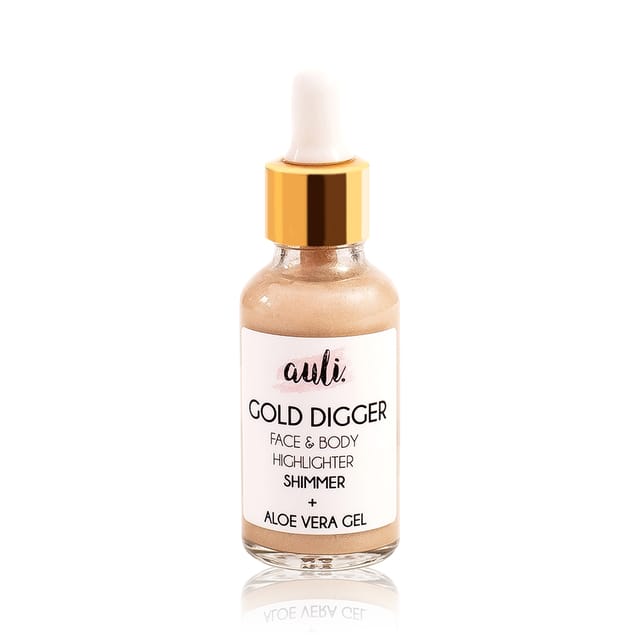 Auli Gold Digger Face Highlighting Illuminating Strobe Serum Handmade Free of Harmful Chemicals for All Skin Types - 30ML
