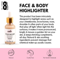 Auli Gold Digger Face Highlighting Illuminating Strobe Serum Handmade Free of Harmful Chemicals for All Skin Types - 30ML