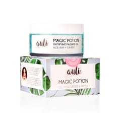 Auli Magic Potion Mattifying Anti-Acne Scar Removing Anti-Tan Best Selling Sweat Proof Cooling Aloe Vera and Turmeric Gel for All Skin Types - 60gm