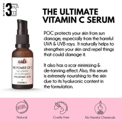Auli Power Of C Vitamin C & Hyaluronic Acid Anti Pigmentation Skin Glowing Paraben Free Serum for Face - 30ml