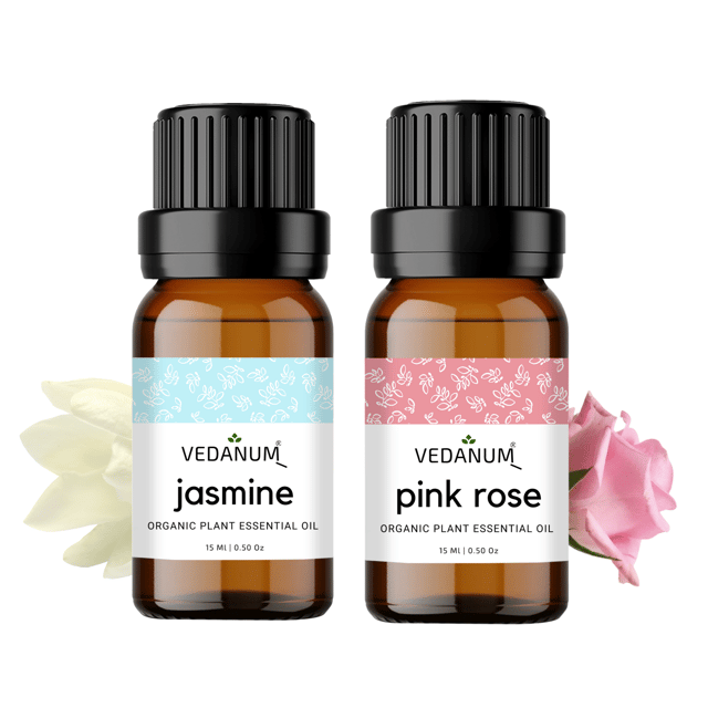 Jasmine and Pink Rose Essential Oil Combo Pack - 15 ML Each