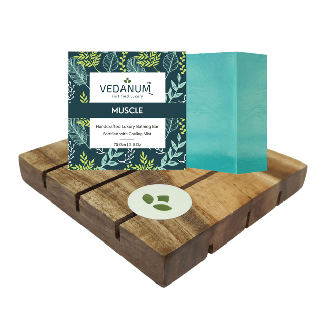 Handmade Organic Cooling Crystals Soap with Handcrafted Natural Neem Wood Soap Stand