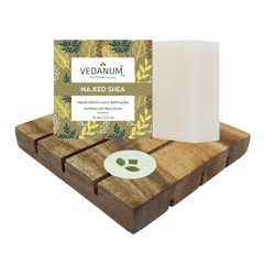 Handmade Organic Shea Butter Soap with Handcrafted Natural Neem Wood Soap Stand