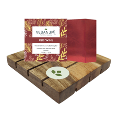 Handmade Premium Red Wine Soap with Handcrafted Natural Neem Wood Soap Stand