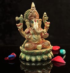 Brass Colourful Ganesha (6.4 inches)