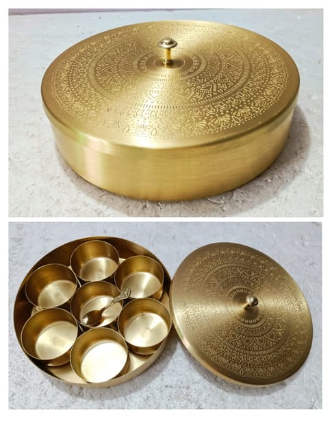 Brass Traditional Masala Box - 2