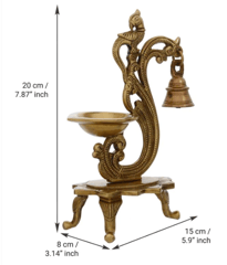 Parrot Diya with Bell and Stand