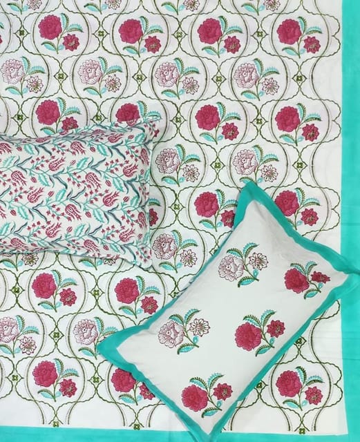 Pure Cotton Kingsize Double Bedsheet Handblock Jaipur Print